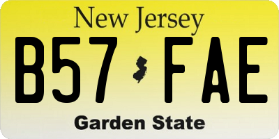 NJ license plate B57FAE