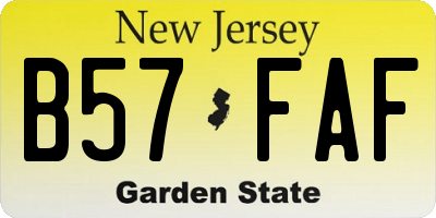NJ license plate B57FAF