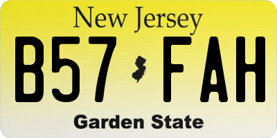 NJ license plate B57FAH