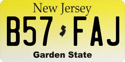 NJ license plate B57FAJ