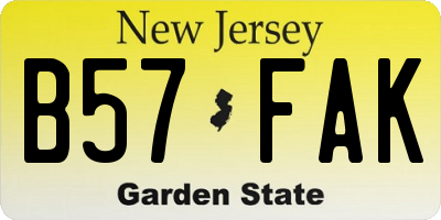 NJ license plate B57FAK