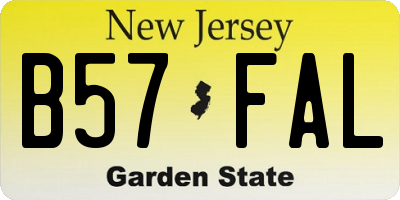 NJ license plate B57FAL