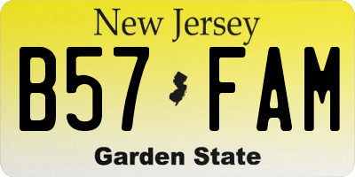 NJ license plate B57FAM