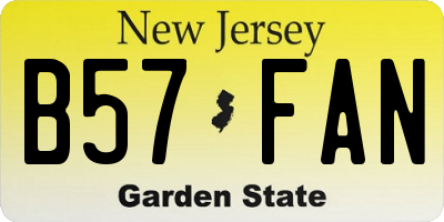 NJ license plate B57FAN