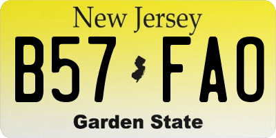 NJ license plate B57FAO