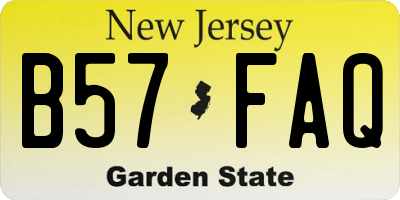 NJ license plate B57FAQ