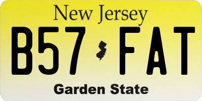 NJ license plate B57FAT