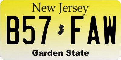 NJ license plate B57FAW