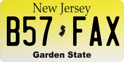 NJ license plate B57FAX