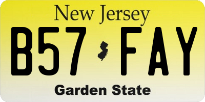 NJ license plate B57FAY