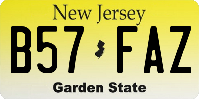 NJ license plate B57FAZ