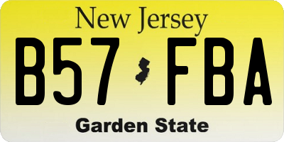 NJ license plate B57FBA
