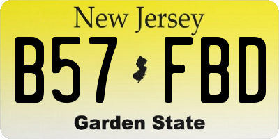 NJ license plate B57FBD