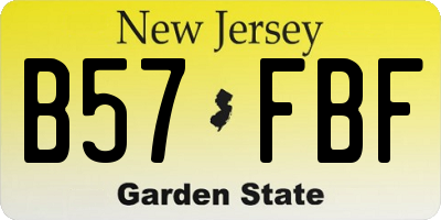 NJ license plate B57FBF