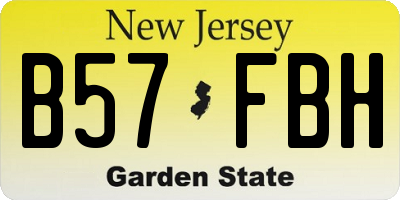 NJ license plate B57FBH
