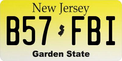 NJ license plate B57FBI