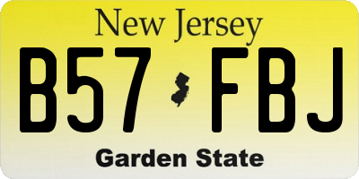 NJ license plate B57FBJ