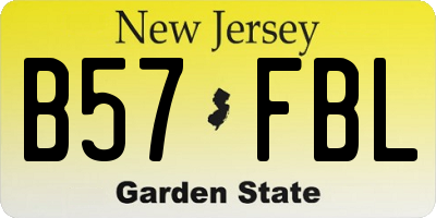 NJ license plate B57FBL