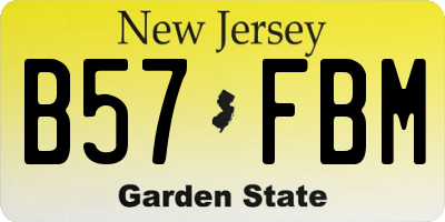 NJ license plate B57FBM