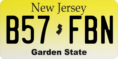 NJ license plate B57FBN