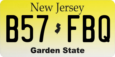NJ license plate B57FBQ