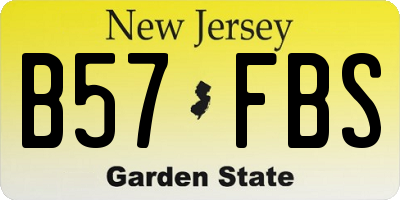 NJ license plate B57FBS