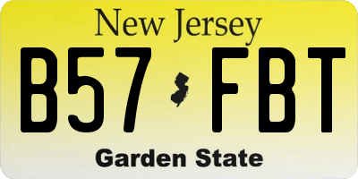 NJ license plate B57FBT