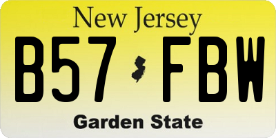 NJ license plate B57FBW