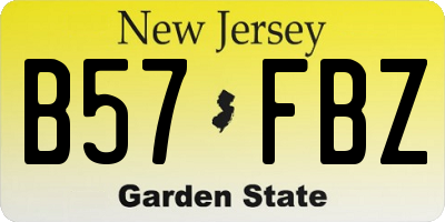 NJ license plate B57FBZ