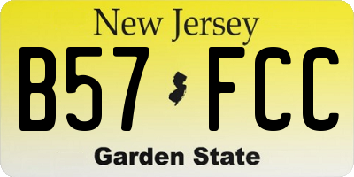 NJ license plate B57FCC
