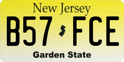NJ license plate B57FCE