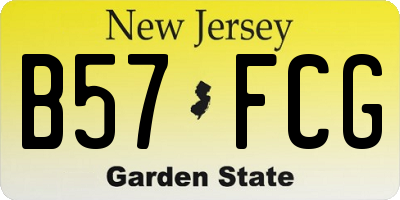 NJ license plate B57FCG