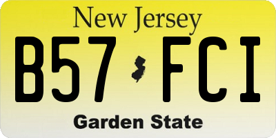NJ license plate B57FCI