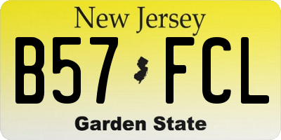NJ license plate B57FCL