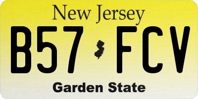 NJ license plate B57FCV