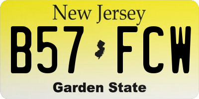NJ license plate B57FCW