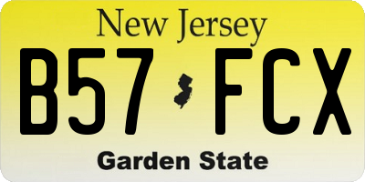 NJ license plate B57FCX