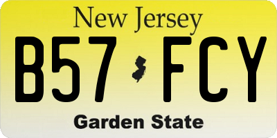 NJ license plate B57FCY