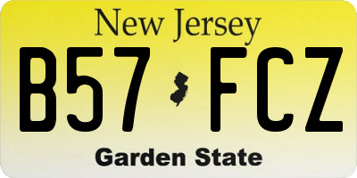 NJ license plate B57FCZ