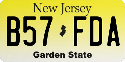 NJ license plate B57FDA