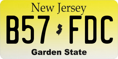 NJ license plate B57FDC