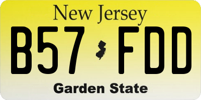 NJ license plate B57FDD