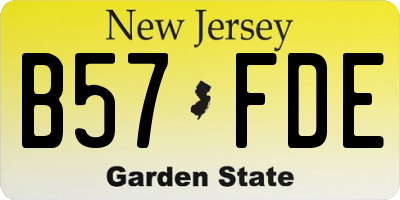 NJ license plate B57FDE