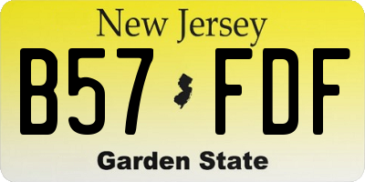 NJ license plate B57FDF