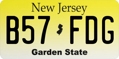 NJ license plate B57FDG