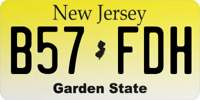 NJ license plate B57FDH