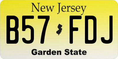 NJ license plate B57FDJ