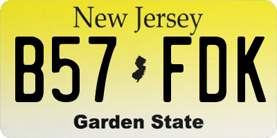 NJ license plate B57FDK