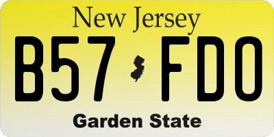 NJ license plate B57FDO