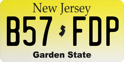 NJ license plate B57FDP